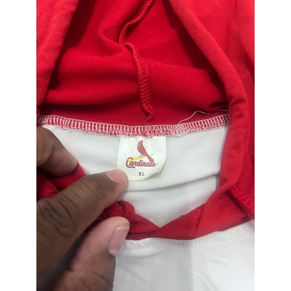 St. Louis Cardinals Hoodie Mens XL White Red Raglan Sleeve SGA Baseball MLB - Picture 6 of 9